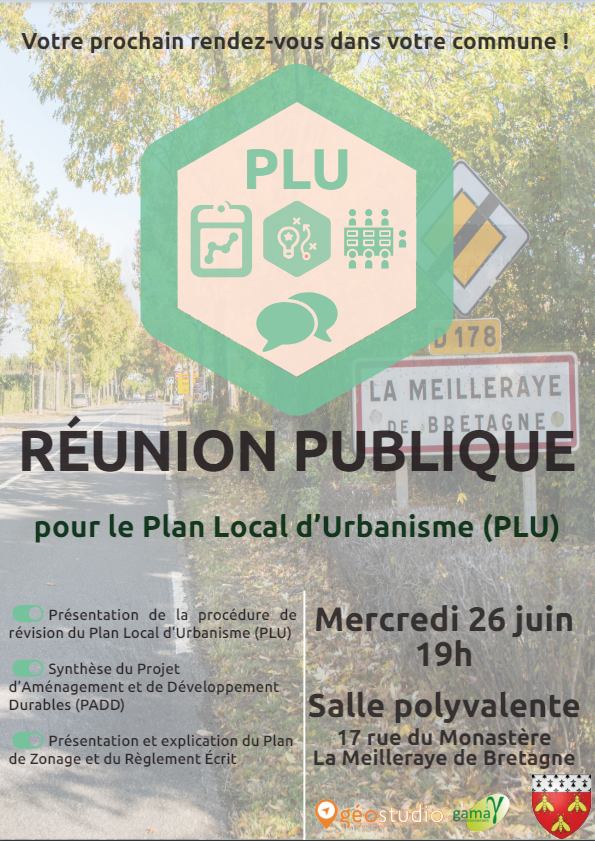 REUNION PUBLIQUE LE MERCREDI 26 JUIN à 19h salle polyvalente